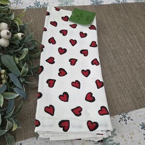 kate spade White and Red Heart Kitchen Towels, Set Of 3